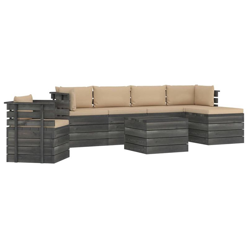 Foto van Vidaxl 7-delige loungeset met kussens pallet massief grenenhout