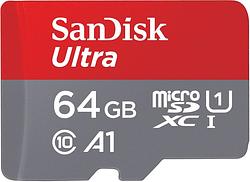 Foto van Sandisk microsdxc ultra photo 64gb 140mb/s c10 - sda uhs-i micro sd-kaart grijs