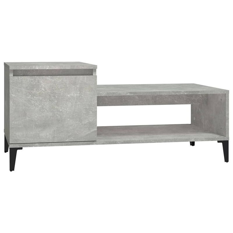 Foto van The living store salontafel betongrijs 100 x 50 x 45 cm - duurzaam bewerkt hout en metaal