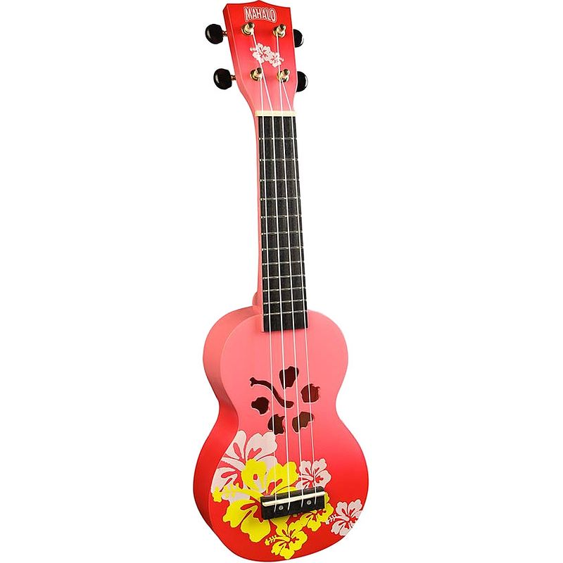 Foto van Mahalo md1hb/rdb designer series hibiscus red burst ukelele