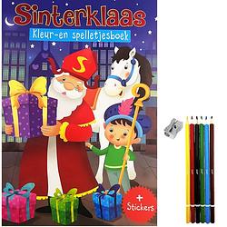Foto van Sinterklaas kleur & spelletjesboek 128 blz - incl. 6 kleurpotloden en puntenslijper