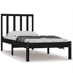 Foto van The living store houten bedframe - bedframe - afmeting- 195.5 x 81 x 100 cm - kleur- zwart - materiaal- massief