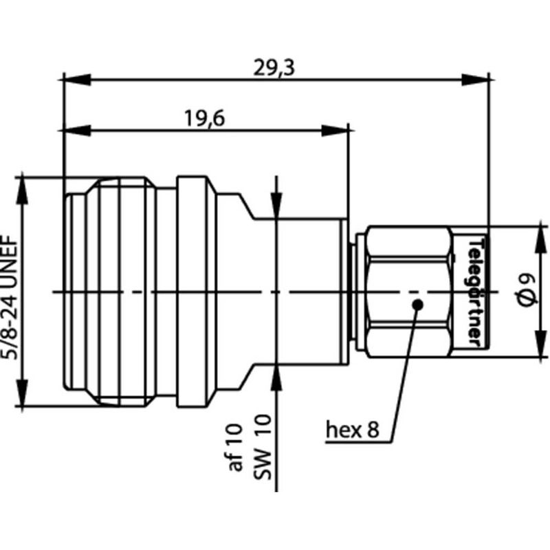 Foto van Telegärtner j01027t0016 j01027t0016 coaxiale adapter n-bus - sma-stekker 1 stuk(s)