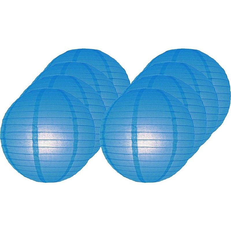 Foto van 8x blauwe lampionnen rond 25 cm - feestlampionnen