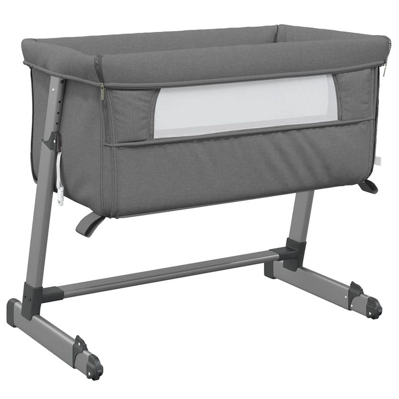 Foto van Vidaxl babybed met matras linnen donkergrijs