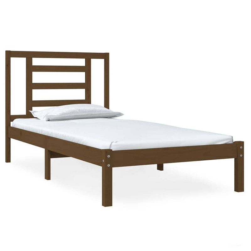 Foto van The living store houten bedframe - honingbruin - 195.5 x 80.5 x 31 cm - massief grenenhout