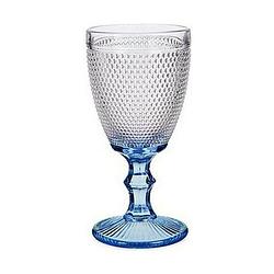 Foto van Fluitglas transparant punten blauw glas 240 ml (6 stuks)