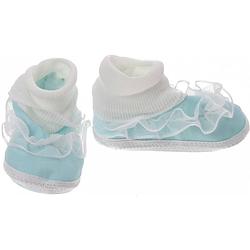 Foto van Junior joy babyschoenen hoog newborn meisjes lichtblauw/wit met kant