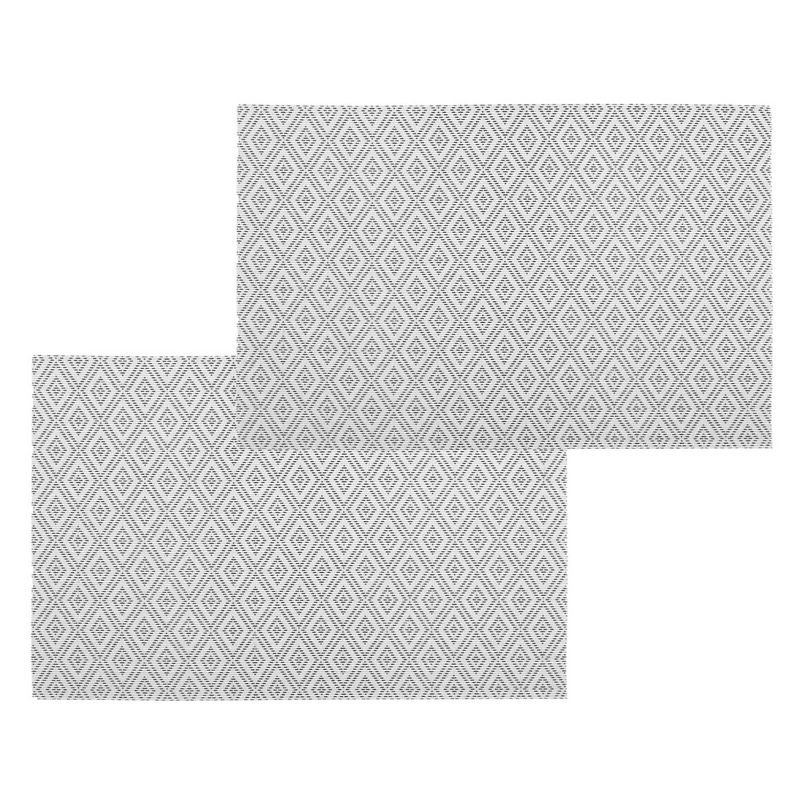 Foto van Set van 4x stuks placemats grafische print wit texaline 45 x 30 cm - placemats