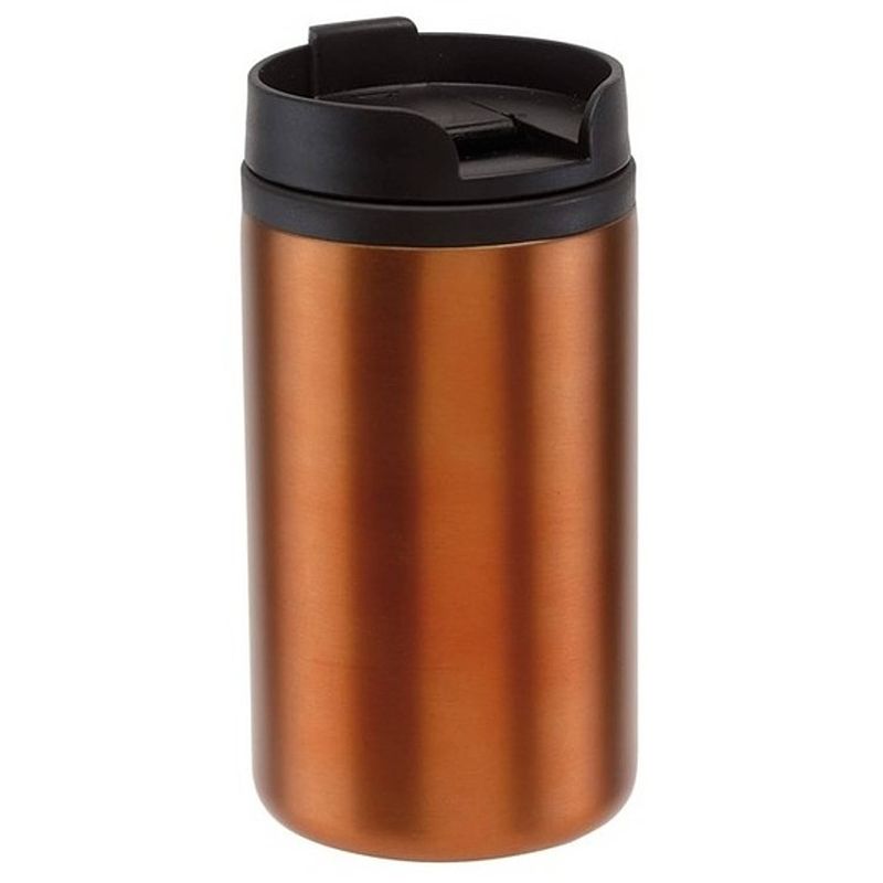 Foto van Dubbelwandige thermobeker metallic oranje 290 ml - thermosbeker