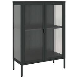 Foto van Vidaxl dressoir 75x35x105 cm glas en staal zwart