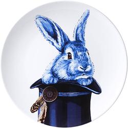Foto van Heinen delfts blauw bord konijn uit hoed ø 26,5