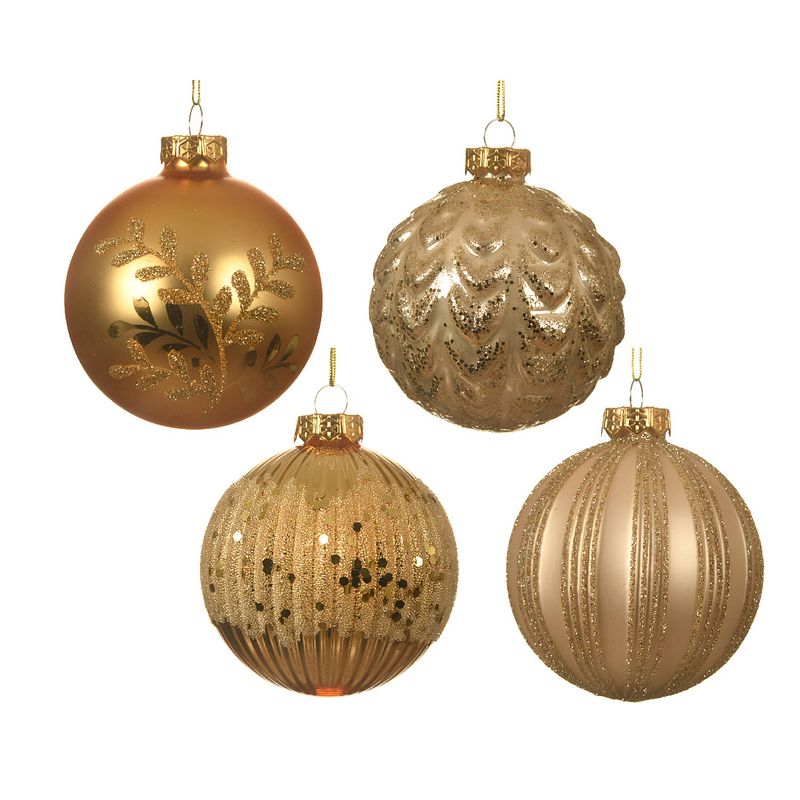 Foto van Kerstbal glas d8cm parel/goud