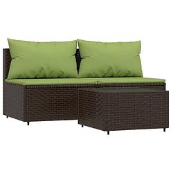 Foto van Vidaxl 3-delige loungeset met kussens poly rattan bruin