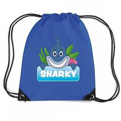 Foto van Sharky de haai rugtas / gymtas blauw voor kinderen - gymtasje - zwemtasje