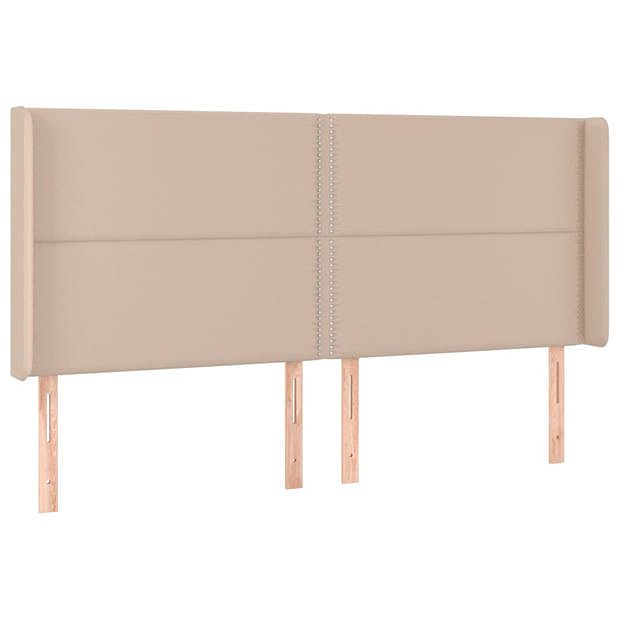 Foto van Vidaxl hoofdbord met randen 163x16x118/128cm kunstleer cappuccinokleur