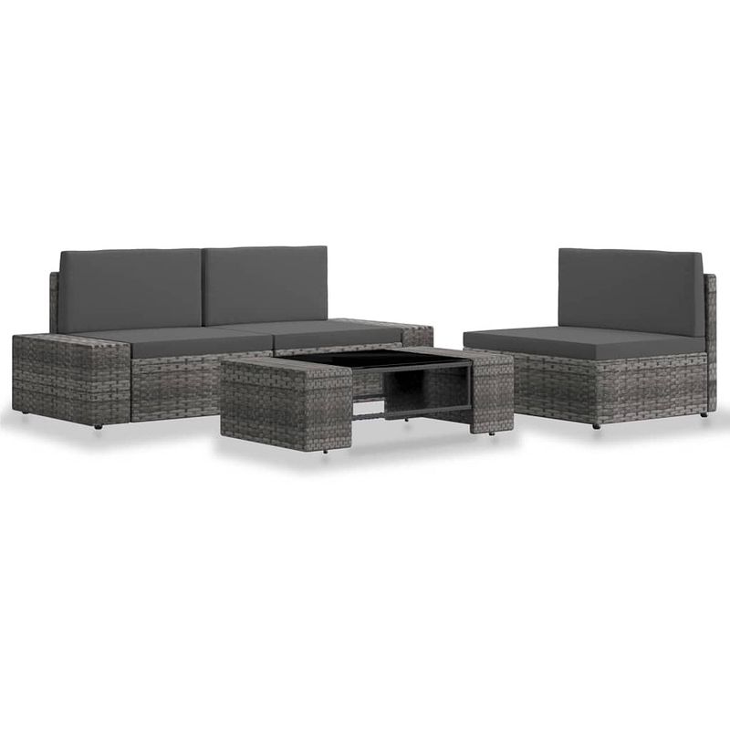 Foto van Vidaxl 4-delige loungeset poly rattan grijs