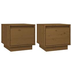 Foto van The living store houten bedkastjes - massief grenenhout - 35 x 34 x 32 cm - honingbruin