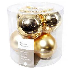 Foto van Kerstballen glas goud 8cm 6st. kerstartikelen