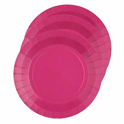 Foto van 20x stuks feest bordjes fuchsia roze - karton - 22 cm - rond - feestbordjes