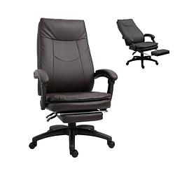 Foto van Bureaustoel - ergonomische bureaustoel - game stoel - gaming stoel - met voetensteun - tot 150 kg - bruin