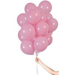 Foto van Folat heliumballonnen met lint 23 cm latex roze 30 stuks