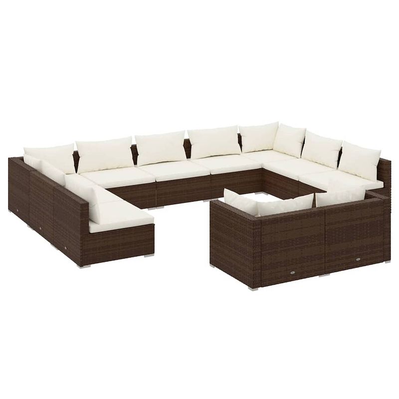 Foto van Vidaxl 11-delige loungeset met kussens poly rattan bruin