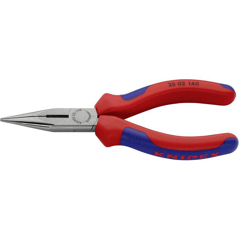 Foto van Knipex 25 02 140 elektronica en fijnmechanica platte rondbektang recht 140 mm