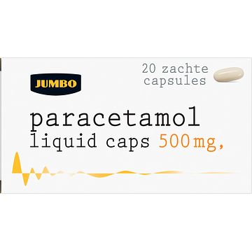 Foto van Jumbo paracetamol liquid caps 500 mg 20 zachte capsules