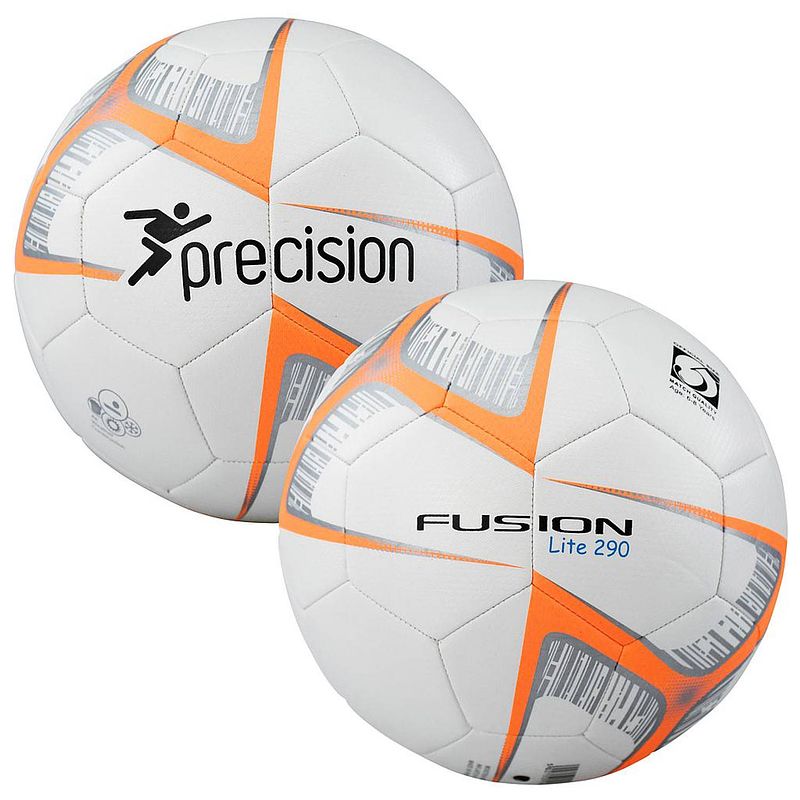 Foto van Precision voetbal fusion lite pu 290 gram wit/oranje/zwart maat 5