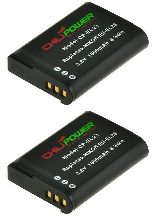 Foto van Chilipower en-el23 accu voor nikon - 1800mah - 2-pack