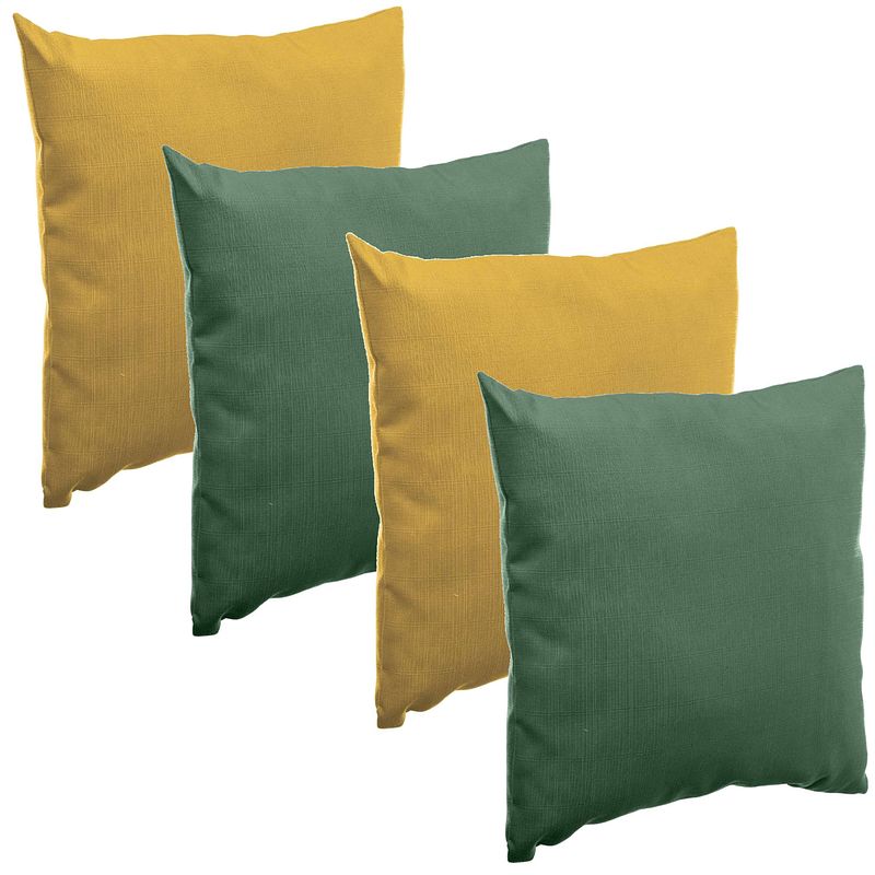 Foto van Bank/sier/tuin kussens voor binnen/buiten set 4x stuks groen/geel 40 x 40 cm - sierkussens