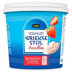 Foto van Jumbo yoghurt griekse stijl aardbei 1kg