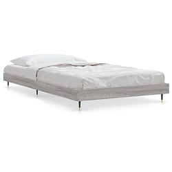 Foto van The living store bedframe kakey grijs sonoma eiken - 203 x 103 x 20 cm - duurzaam hout - metalen poten - multiplex