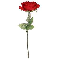 Foto van Top art kunstbloem roos diana - rood - 36 cm - kunststof steel - decoratie bloemen - kunstbloemen