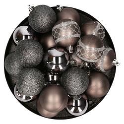 Foto van Kunststof kerstballen 20x stuks donkere kleuren mix 6 cm - kerstbal