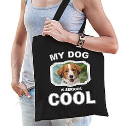 Foto van Katoenen tasje my dog is serious cool zwart - kooiker honden cadeau tas - feest boodschappentassen