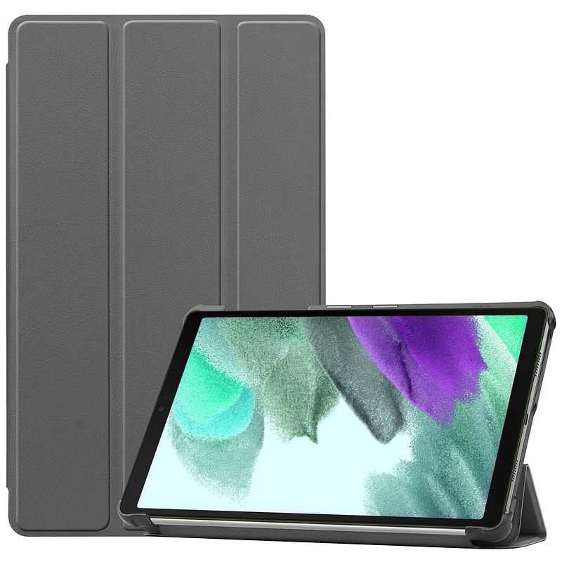 Foto van Basey samsung galaxy tab s6 lite hoesje kunstleer hoes case cover - grijs