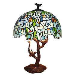 Foto van Haes deco - tiffany tafellamp blauw ø 42x49 cm fitting e27 / lamp max 2x60w