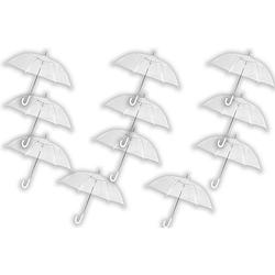 Foto van 11 stuks paraplu transparant plastic paraplu'ss 100 cm - doorzichtige paraplu - trouwparaplu - bruidsparaplu - stijlvol -