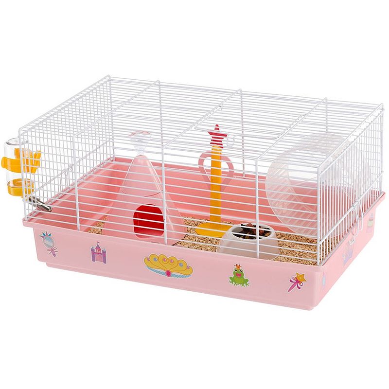 Foto van Ferplast hamsterkooi princess 46 x 29,5 x 23 cm staal roze