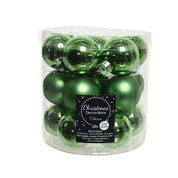 Foto van 18x stuks kleine glazen kerstballen groen 4 cm mat/glans - kerstbal