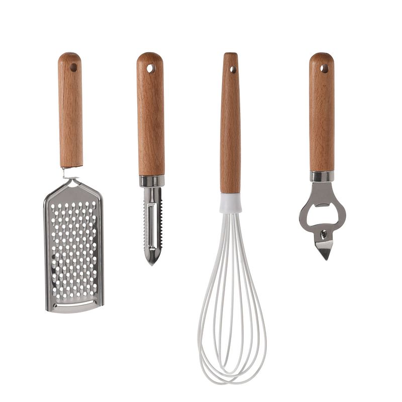 Foto van Excellent houseware 4-delige keukengerei set - opener/garde/schilmes/rasp - keuken gardes