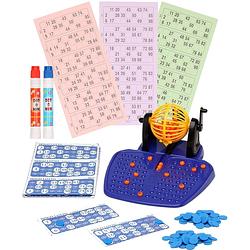 Foto van Bingo spel gekleurd/oranje complete set nummers 1-90 met molen/148x bingokaarten/2x stiften - kansspelen