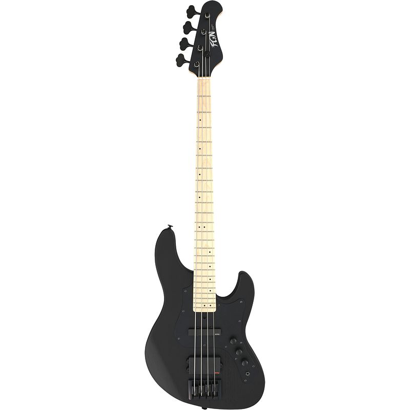 Foto van Fgn guitars j-standard mighty jazz dark evolution 2 open pore black elektrische basgitaar met gigbag