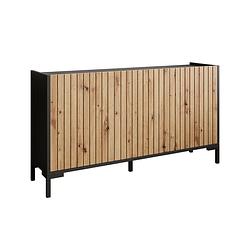 Foto van Meubella dressoir lemon - zwart - eiken - 150 cm