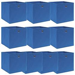 Foto van Vidaxl opbergboxen 10 st 32x32x32 cm stof blauw