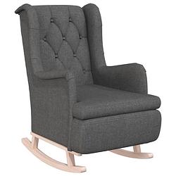 Foto van Vidaxl fauteuil met massief rubberwood schommelpoten stof donkergrijs