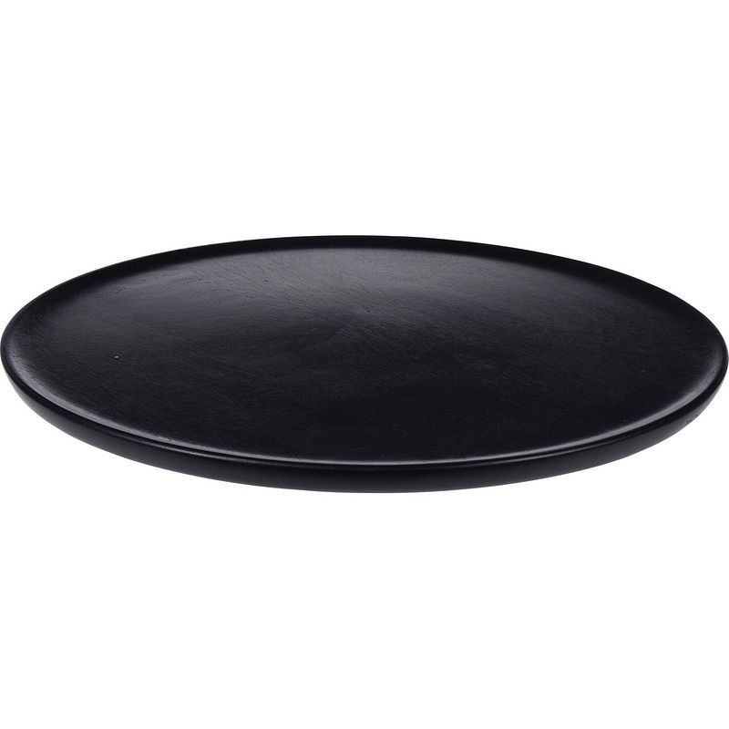 Foto van Rond kaarsenbord/kaarsenplateau zwart hout d38 cm - kaarsenplateaus