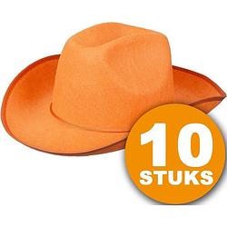 Foto van Oranje feesthoed 10 stuks oranje cowboyhoed feestkleding ek/wk voetbal